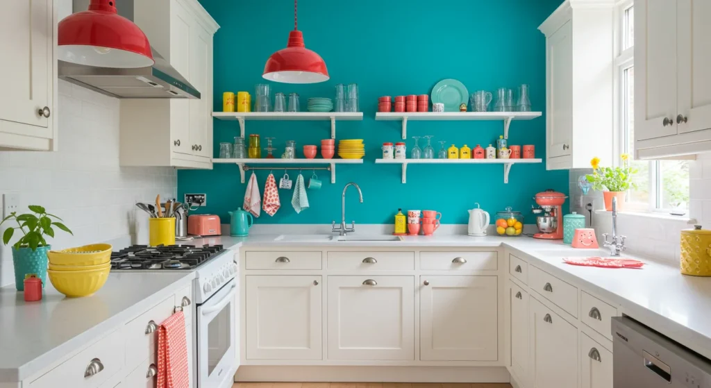 8 Galley Kitchen Design Ideas Light galley kitchen with colorful accent details