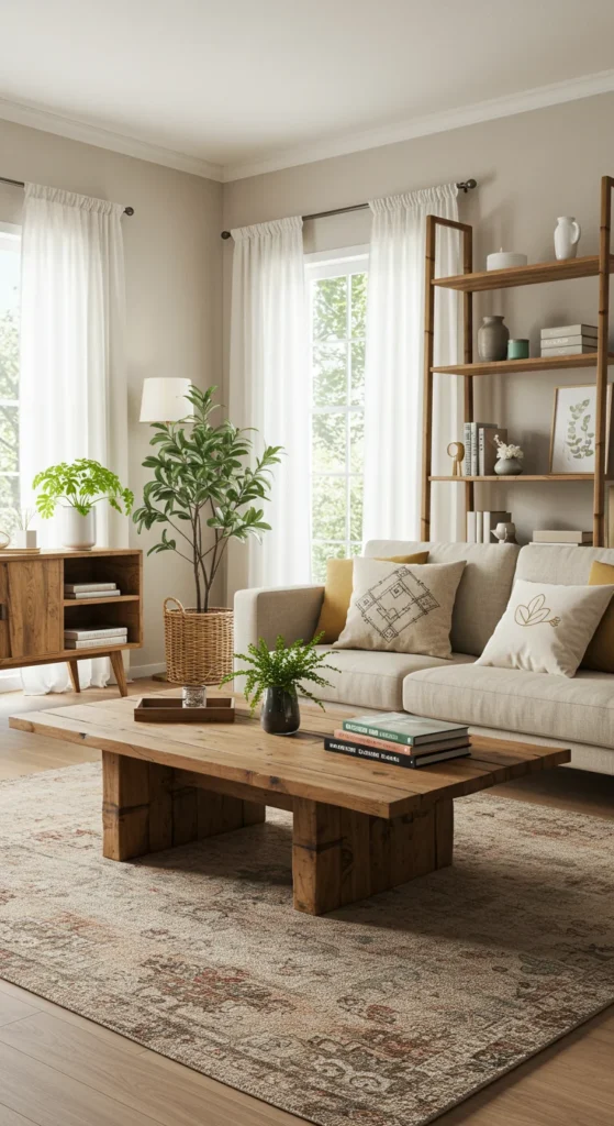 7 Living Room Decor Trends to Try Now Living room with sustainable furniture and natural materials