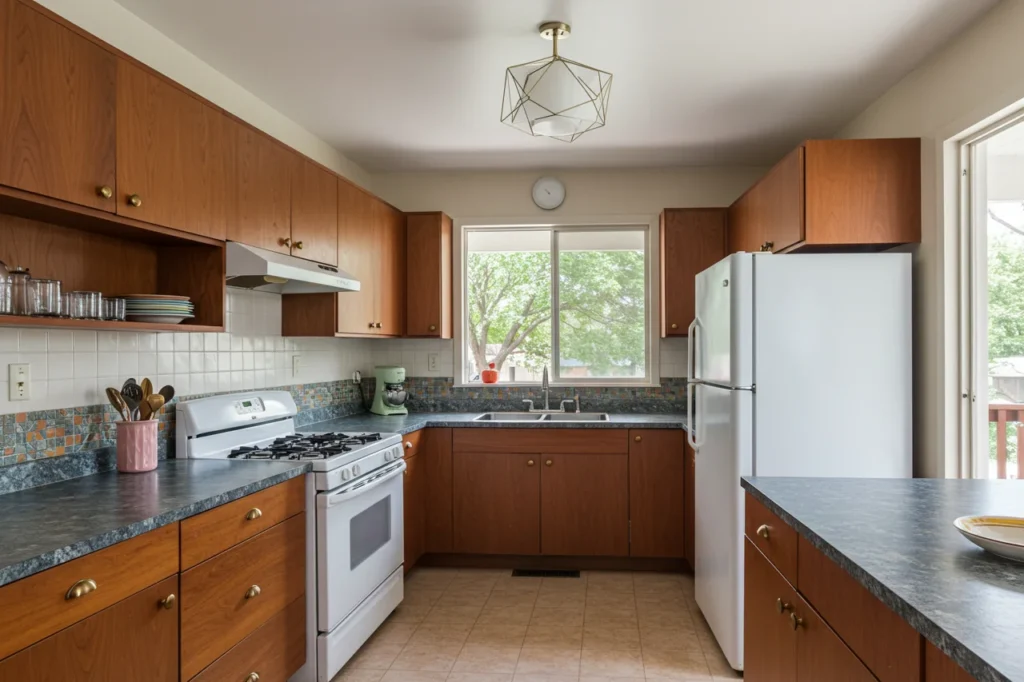Home - Home decor Mid-century modern kitchen with retro appliances and clean lines