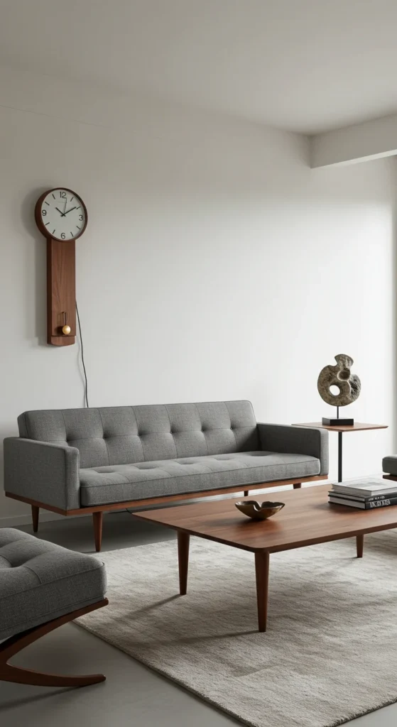 6 Mid Century Modern Living Room Design Tips For A Stylish Home Minimal mid-century living room with clean lines and sleek furniture