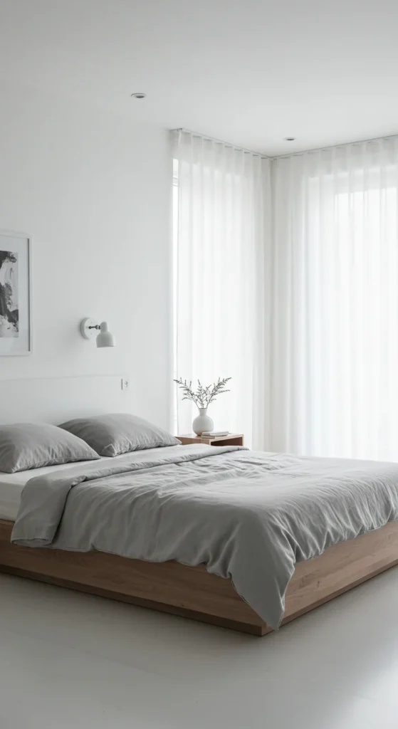 6 Bedroom Design Ideas to Transform Your Space Minimalist bedroom with white tones and simple furniture
