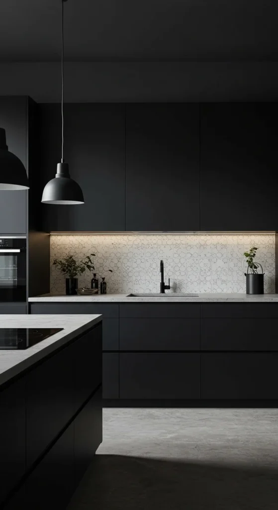 6 Elegant Cabinet Styles That Redefine Elegance Minimalist flat-panel cabinets in a modern black kitchen
