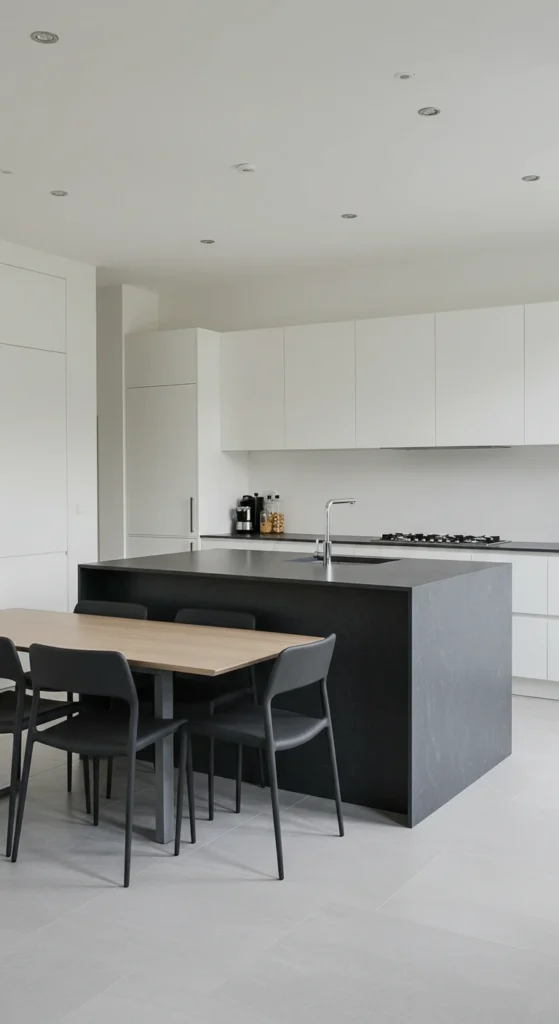 7 Elegant Minimalist Kitchen Ideas for a Modern Look Minimalist kitchen with functional island and modern seating