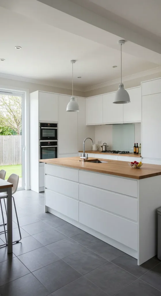 7 Open Kitchen Ideas for Modern, Stylish Homes Minimalist open kitchen with white cabinets and clean lines