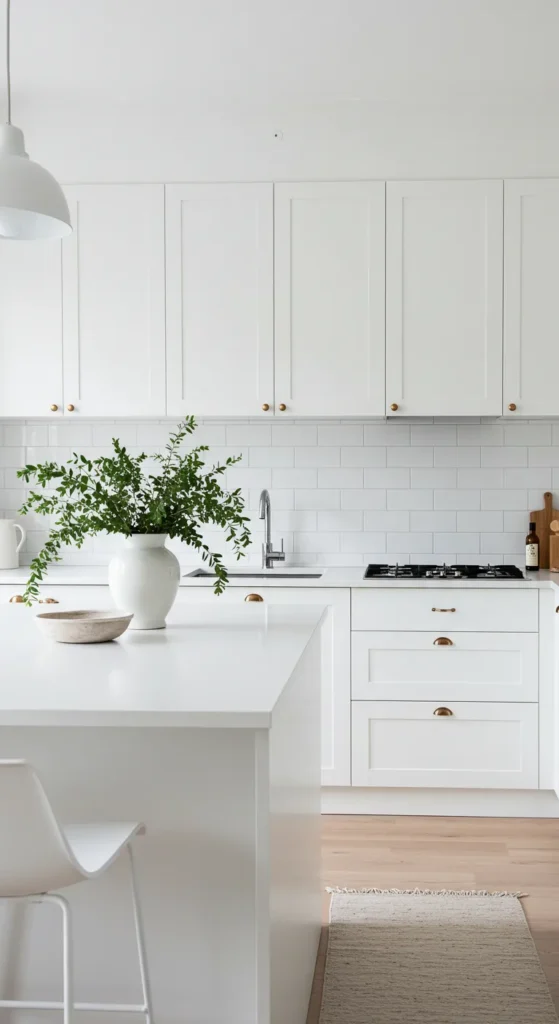 7 Elegant All White Kitchen Ideas to Refresh Your Space Minimalistic all-white kitchen with elegant decor