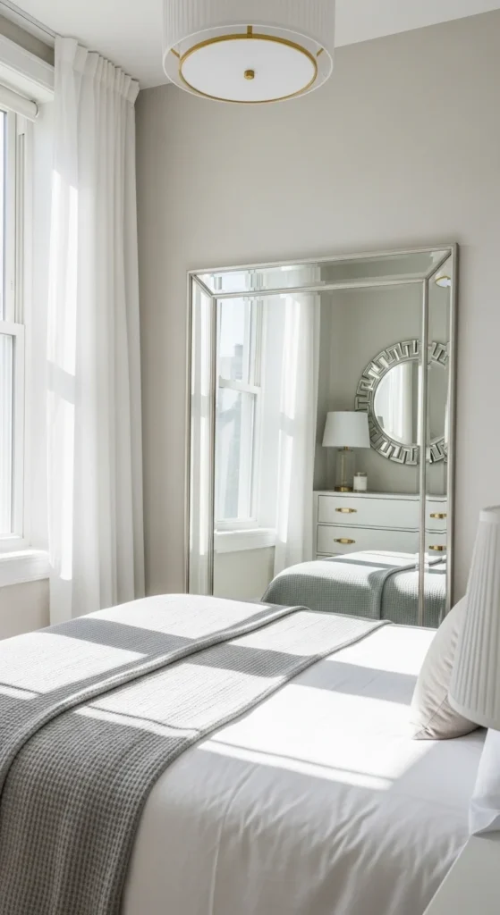Mirrors used to reflect light and expand space visually