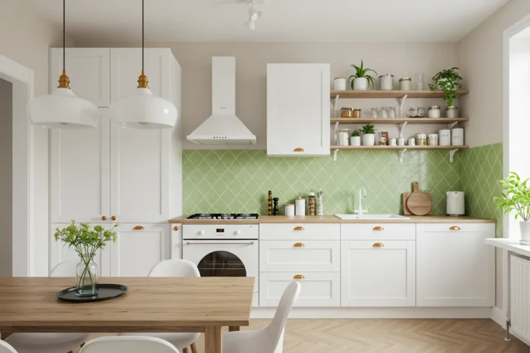 Modern kitchen blending top decor trends for a new home.