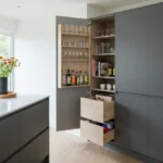 Modern kitchen with integrated clutter-free pantry unit