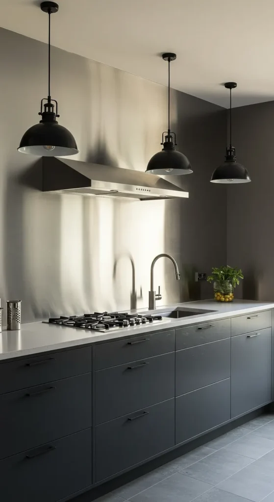8 Stunning Kitchen Backsplash Ideas to Try Now Modern kitchen with sleek stainless steel backsplash