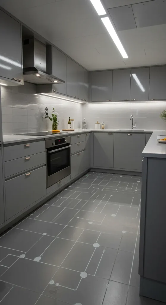 7 Trendy Kitchen Tile Ideas for a Stylish Update Modern kitchen with smart self-cleaning tiles and tech features