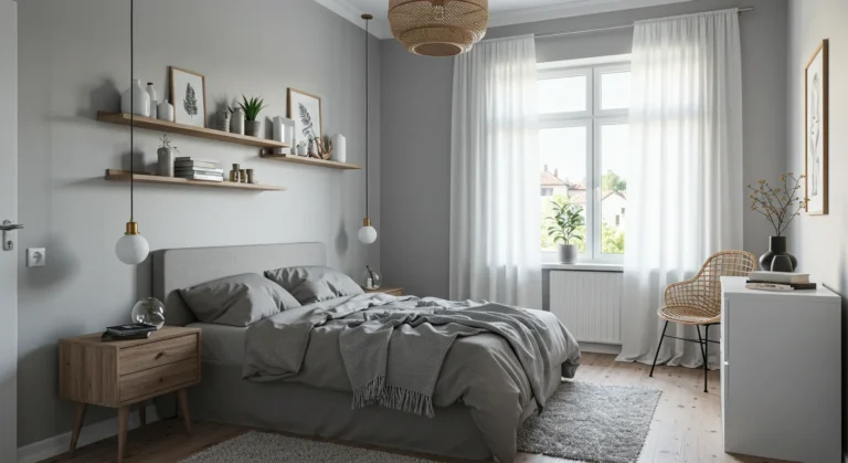 Modern small bedroom with soft tones and smart decor for a fresh look