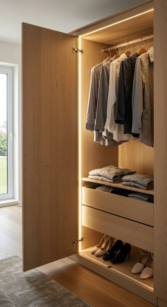 6 Bedroom Wardrobe Design Ideas Modern wardrobe with interior LED lighting