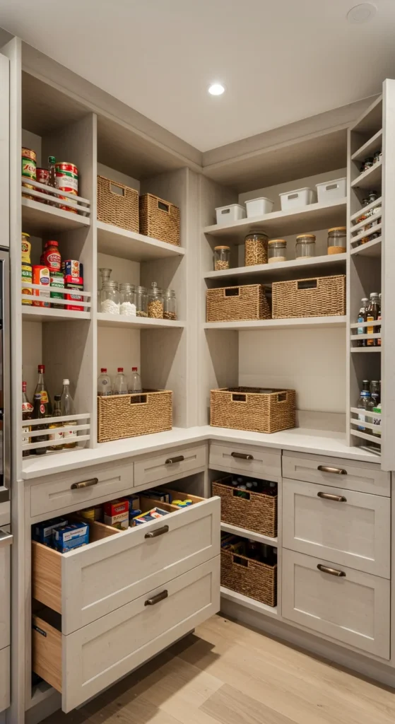 10 Kitchen Pantry Designs for a Clutter-Free Kitchen Modular pantry unit with customized drawers and baskets