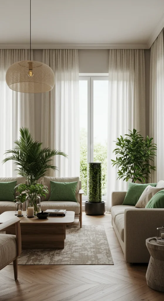 7 Living Room Decor Trends to Try Now Nature-inspired living room with plants and natural textures