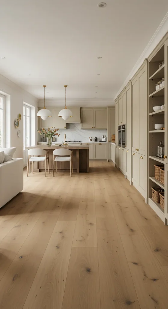 10 Stylish Kitchen Decor Ideas for New Homes Open kitchen connected to living space with cohesive design