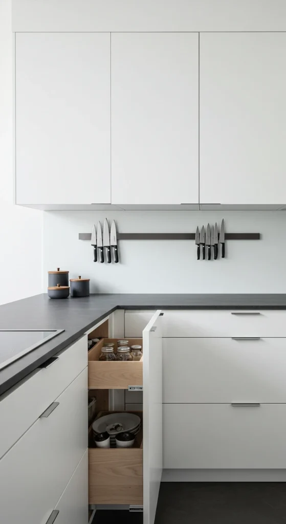 7 Elegant Minimalist Kitchen Ideas for a Modern Look Organized minimalist kitchen with smart storage solutions