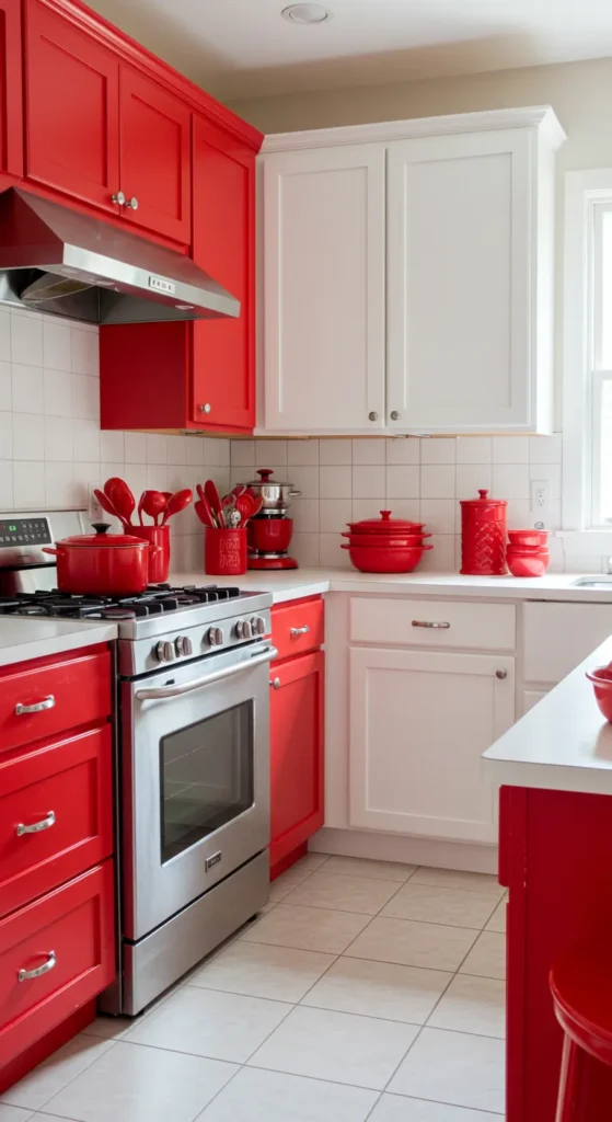 8 kitchen colour combination That Wow Your Space Red and white kitchen with bold, lively colors