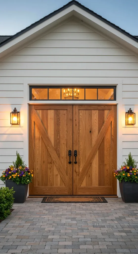 10 Double Door Entrance Ideas to Boost Your Home's Curb Appeal Rustic Farmhouse Style