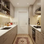Stylish modern galley kitchen with smart design features