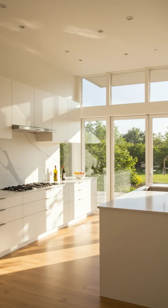 7 Elegant Minimalist Kitchen Ideas for a Modern Look Sunlit minimalist kitchen with large windows and natural views