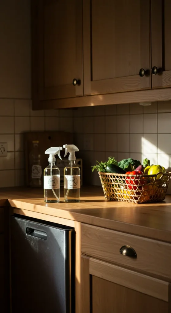8 Amazingly Simple Earthy Kitchen Ideas Sustainable kitchen with compost bin and natural cleaners