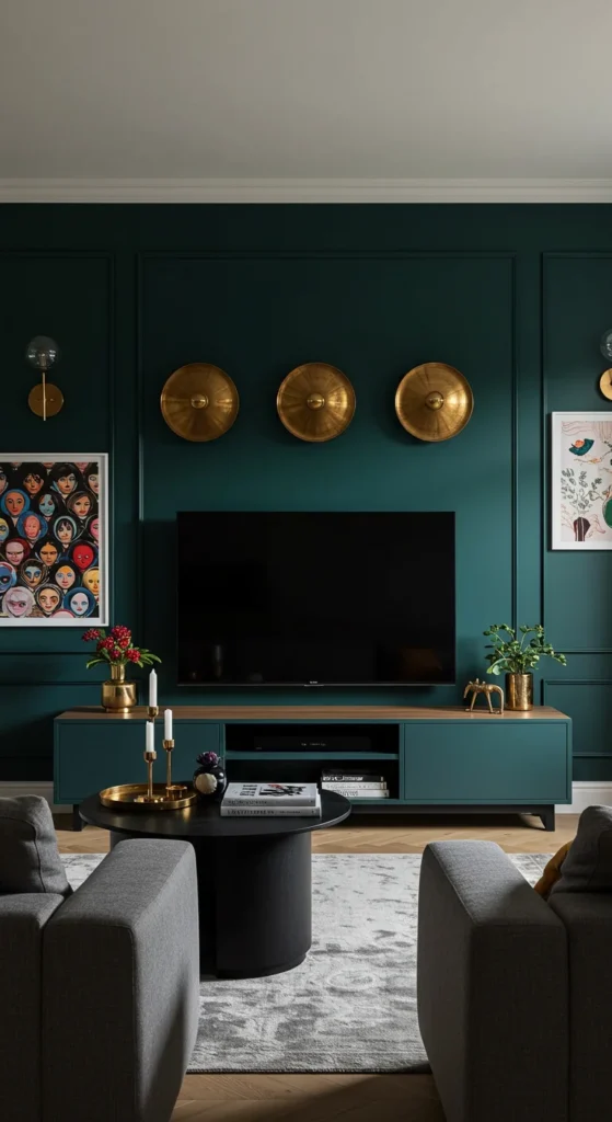 7 Stylish Living Room TV Wall Ideas You’ll Love TV on a bold-colored accent wall in a modern living room