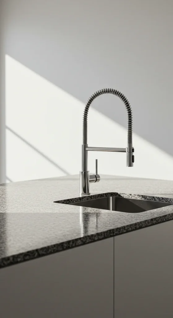 7 Stylish Kitchen Sink Ideas to Transform Your Space Undermount sink in a granite countertop under bright lighting