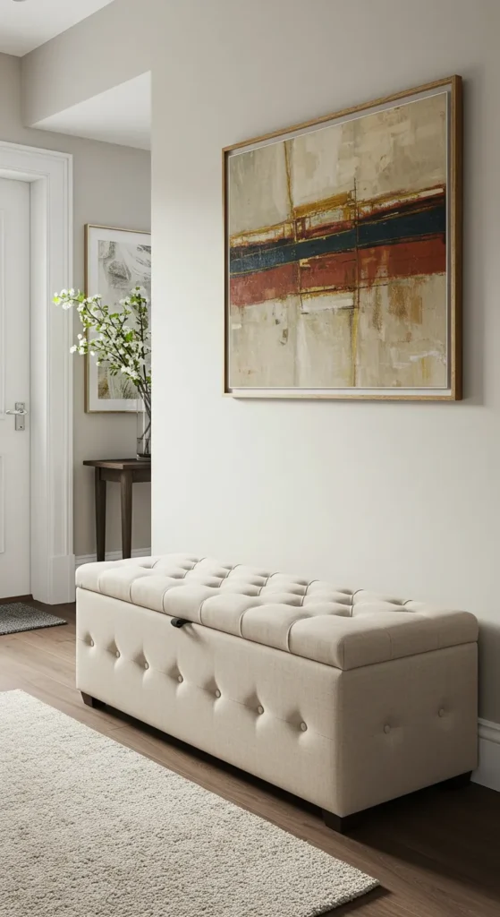 12 Stylish Entryway Benches to Elevate Your Entrance Design Upholstered Storage Bench
