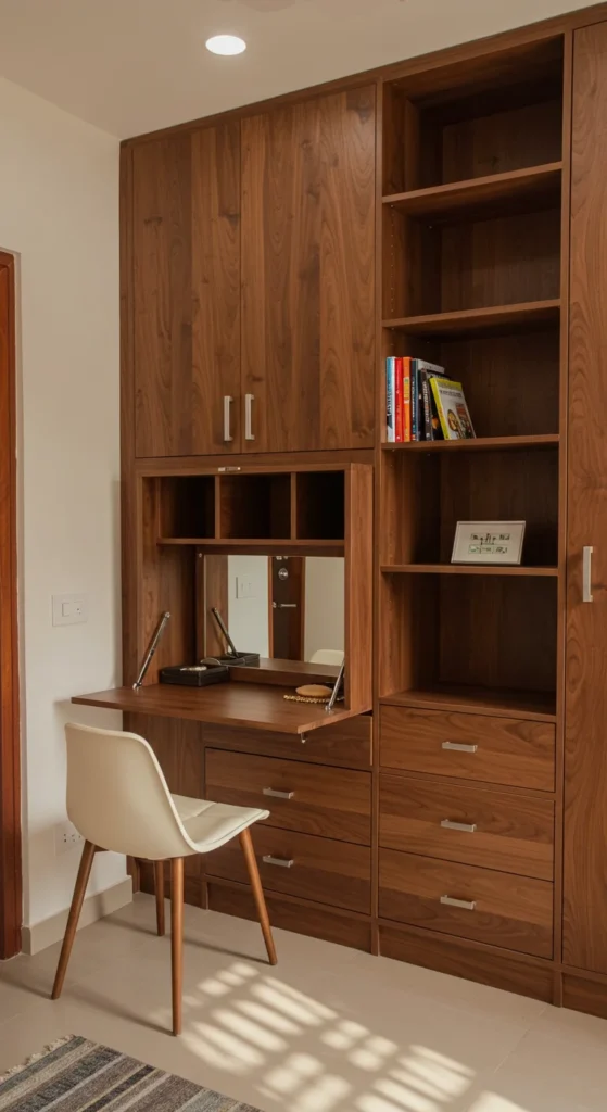 6 Bedroom Wardrobe Design Ideas Wardrobe with dressing table and bookshelf