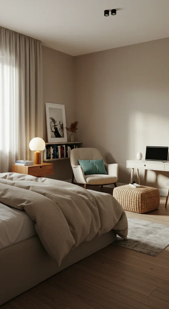 7 Cozy Bedroom Ideas for a Warm, Relaxing Retreat Well-planned bedroom layout with sleeping and reading zones