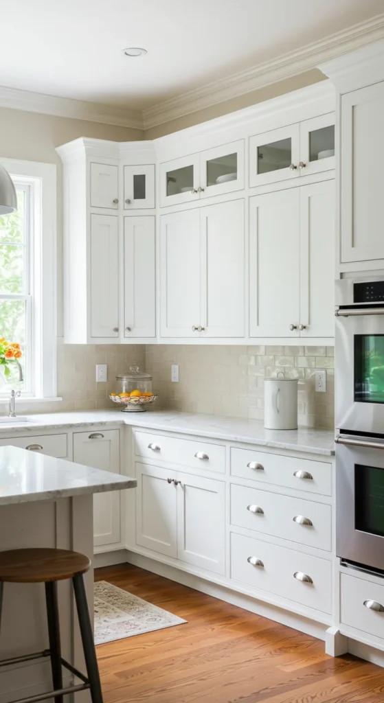 6 Elegant Cabinet Styles That Redefine Elegance White Shaker cabinets in a bright, elegant kitchen