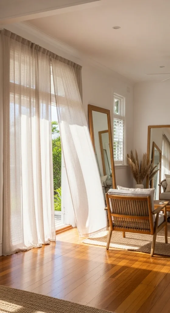 8 Inspiring Earthy Living Room Ideas for a Calm Haven Airy living room with sheer curtains and natural light