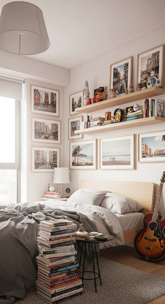 6 Simple Bedroom design Ideas for a Cozy Sanctuary Bedroom decorated with personal items and photos