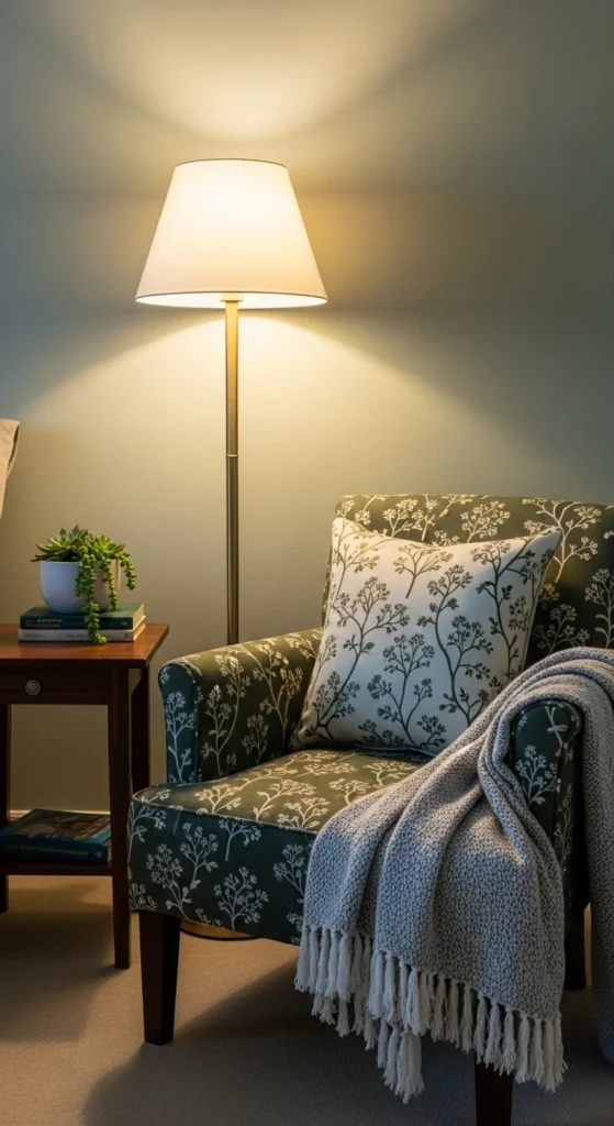 8 Easy Grown Woman Bedroom Renovation Ideas Bedroom reading nook with armchair and warm lighting