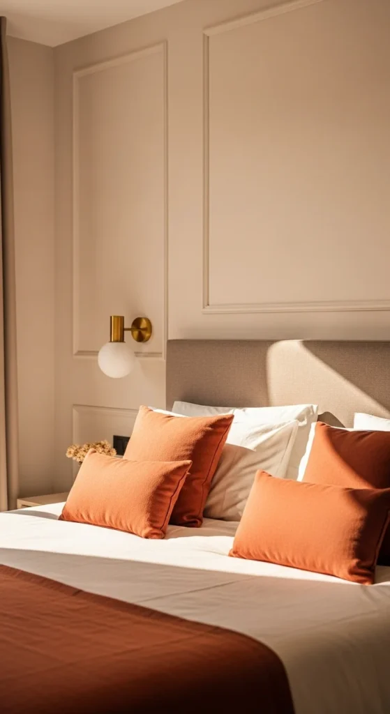 7 Warm Bedroom Ideas for a Cozy, Inviting Space Bedroom with beige walls and terracotta accents