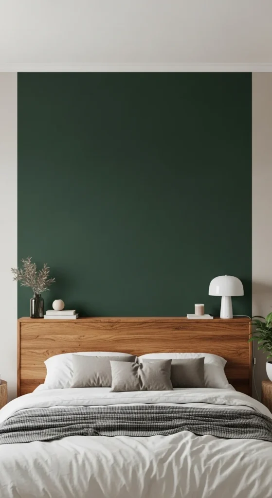 8 Dark Green Bedroom Ideas Inspired by Nature Dark green bedroom filled with houseplants on shelves and stands