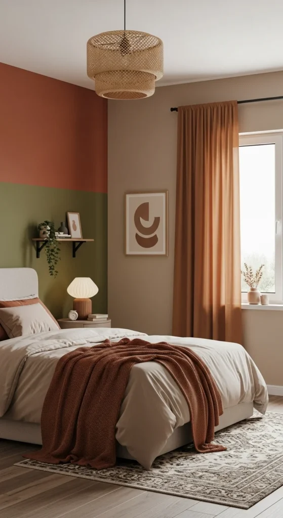 6 Simple Bedroom design Ideas for a Cozy Sanctuary Bedroom with earthy tones and accent wall for a warm vibe