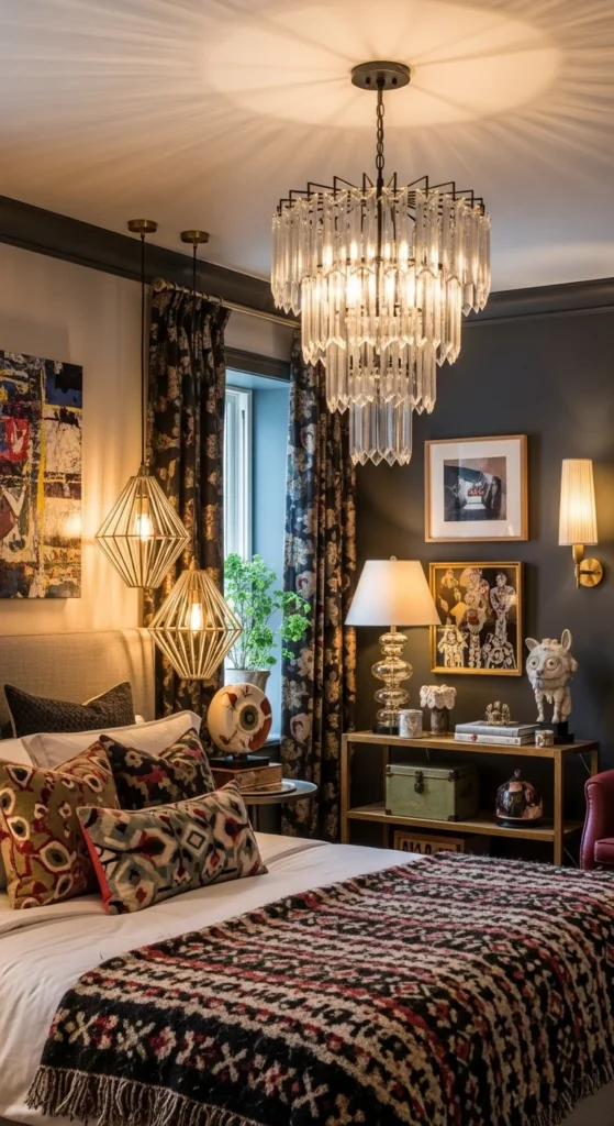 6 Eclectic Bedroom Design Ideas Bedroom with unique eclectic lighting fixtures