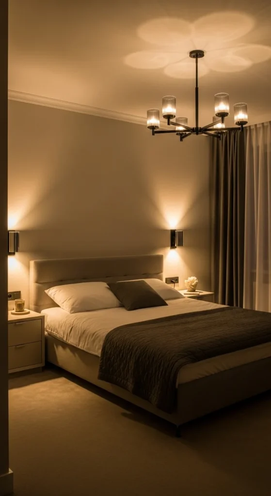 8 Easy Grown Woman Bedroom Renovation Ideas Bedroom with updated layered lighting and chandelier