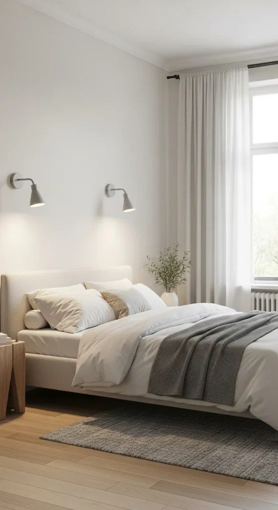 6 Best Bedroom LED Light Ideas Bedroom with wall-mounted LED sconces on each side of the bed