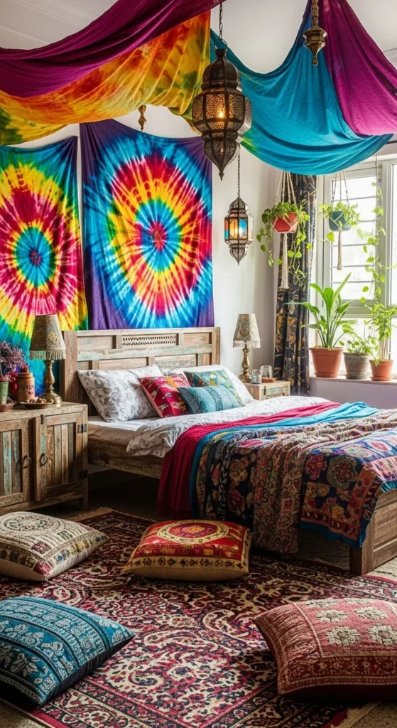 8 Indian Themed Bedroom Interior Designs Boho Indian bedroom with layered fabrics and floor cushions