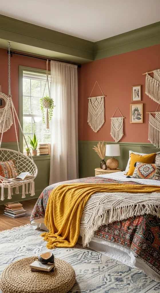 7 Modern Bohemian Bedroom Decor Ideas Bohemian bedroom with wood furniture and lush houseplants