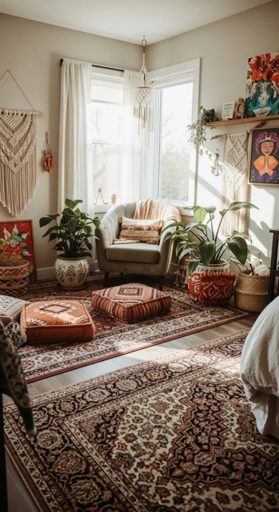 7 Modern Bohemian Bedroom Decor Ideas Boho bedroom with reading nook and meditation zone