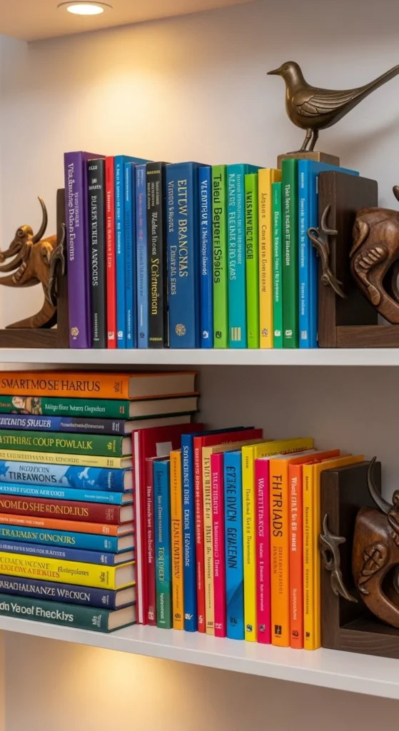 10 Creative Living Room Shelf Decorating Ideas You’ll Love Books used as shelf decor with stylish bookends