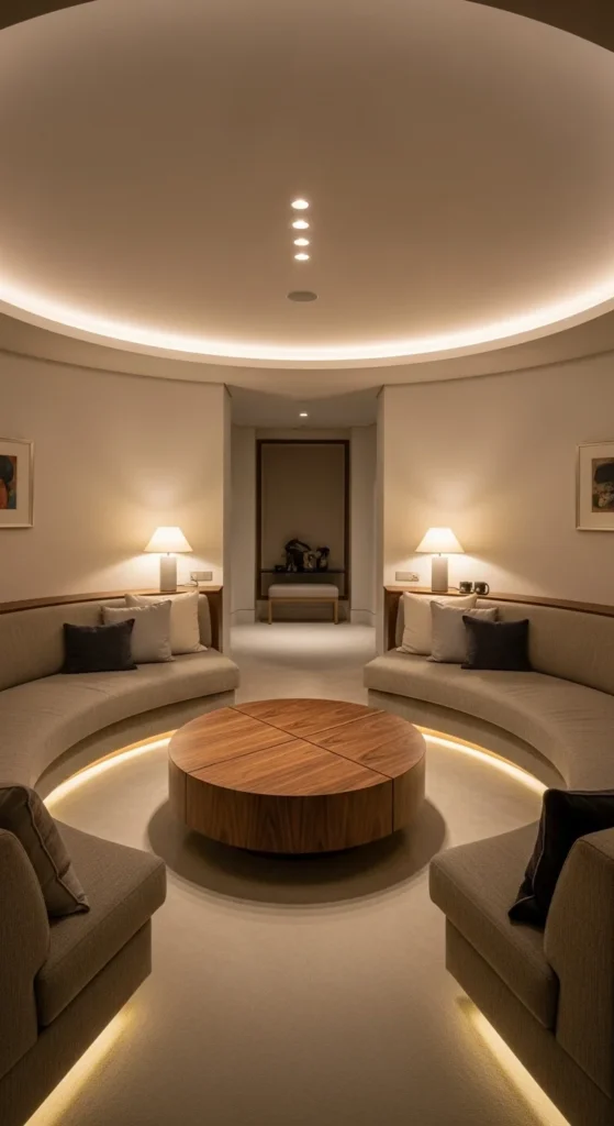 7 Gorgeous Sunken Living Room Design Ideas to Choose From Minimalist sunken living room with low furniture and clean lines
