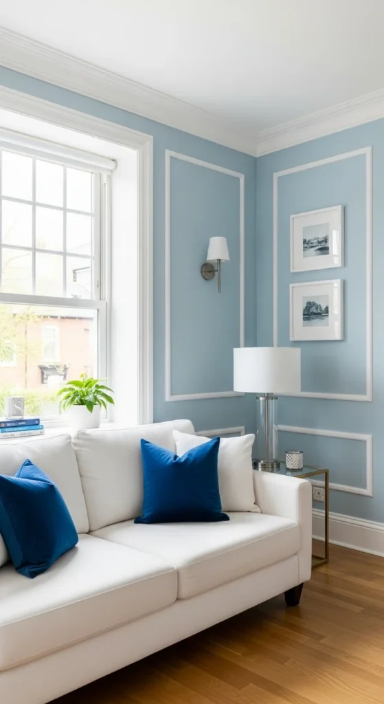 Top 8 Living Room Color Combinations That Inspire Classic blue and white living room with calm tones
