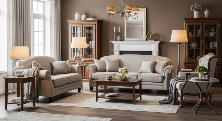Classic living room featuring elegant furniture and warm lighting