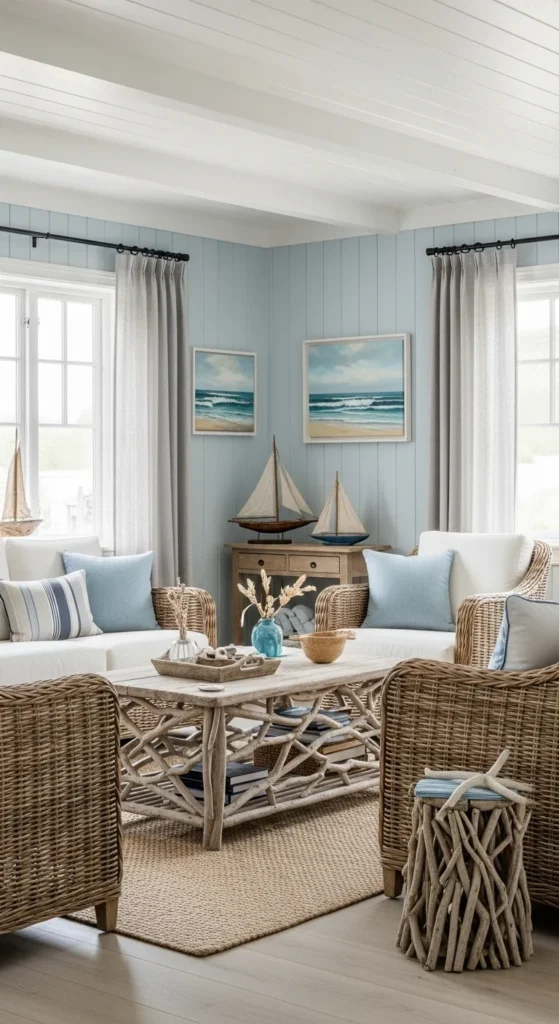 9 Classic Living Room Styles to Inspire Your Home Design Coastal living room with light colors and natural textures