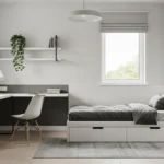 Collage of 7 stylish teen boy bedroom ideas with varied themes