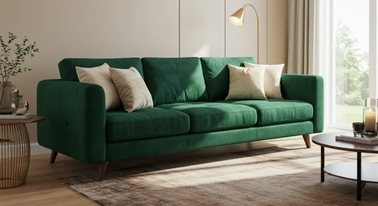 Collage of seven stylish sofa ideas in various living room styles
